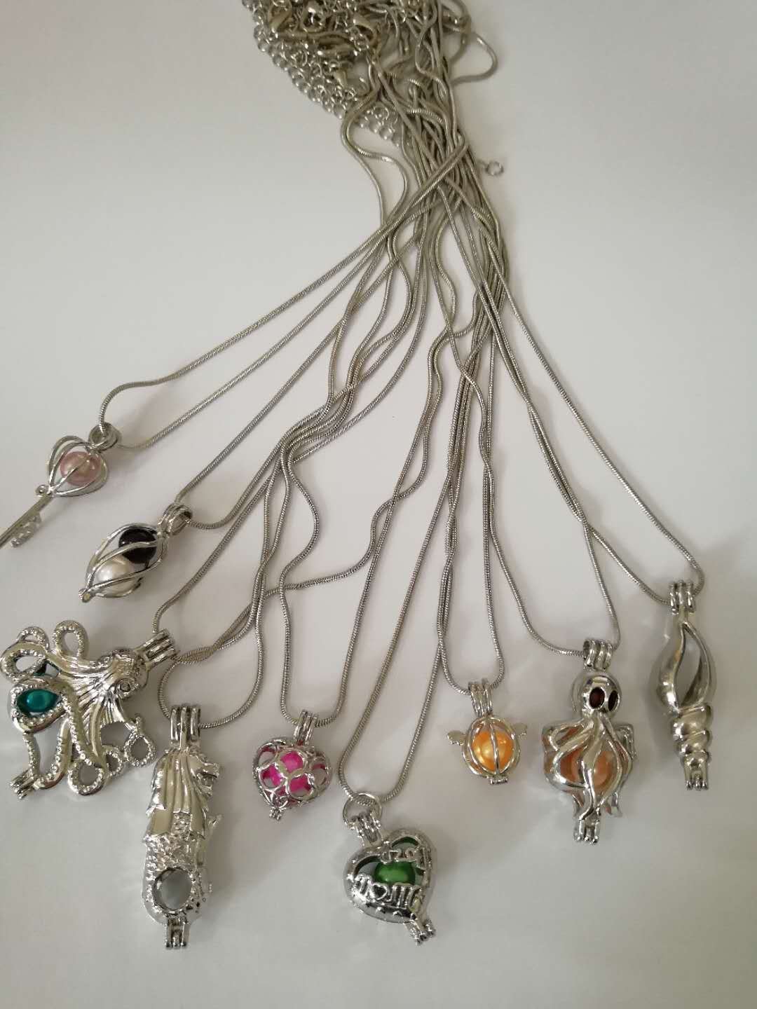 15pcs Pearl Bead Cage Pendants - White Gold Plated DIY Jewelry Making Supplies for Necklaces & Earrings - Essential Oil Diffuser Lockets (Random Styles) - Perfect for Handmade Gifts, Boho Fashion & Aromatherapy Accessories