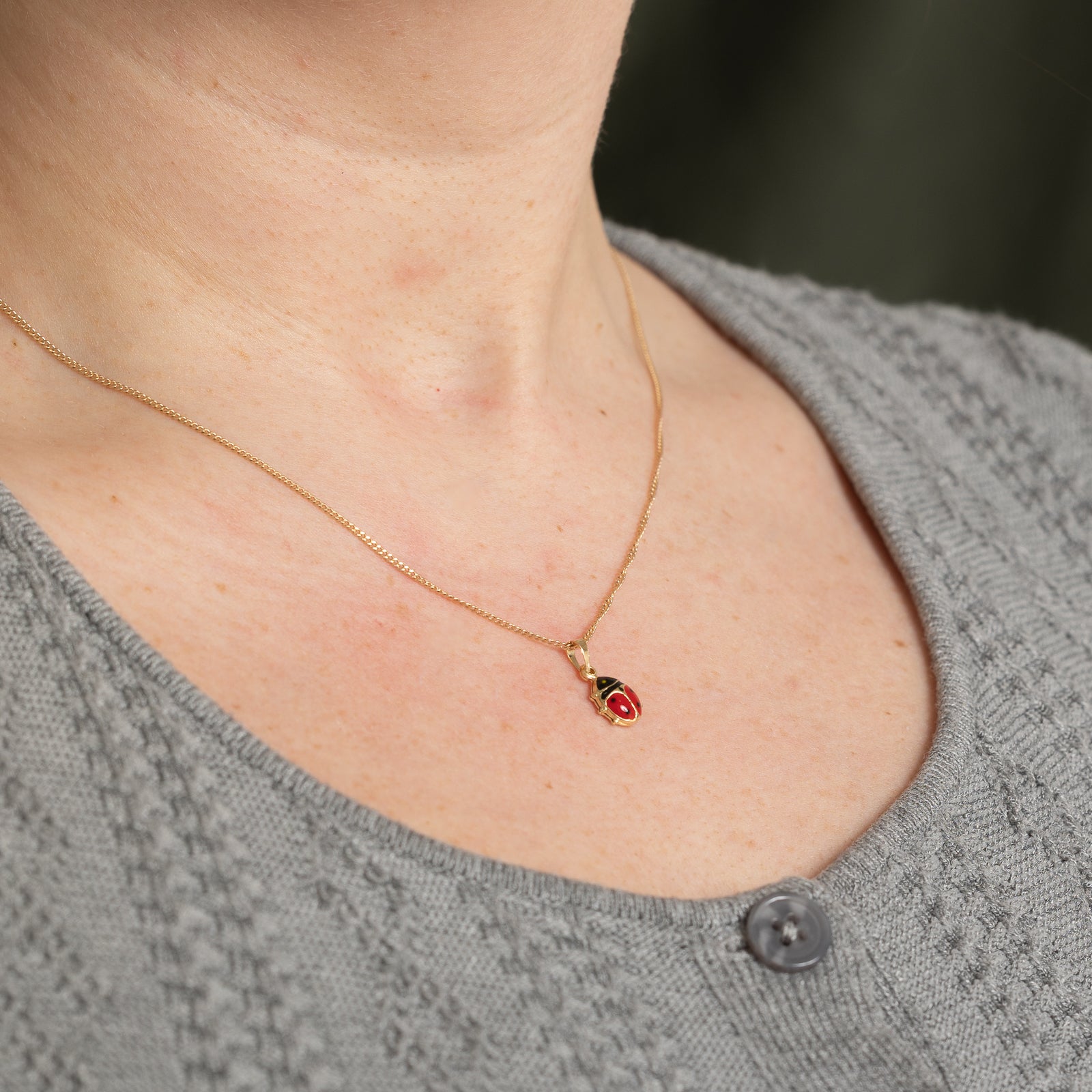 14K Yellow Gold & Enamel Ladybug Charm Pendant - Cute Insect Jewelry for Women - Perfect Gift for Birthdays, Anniversaries & Everyday Wear