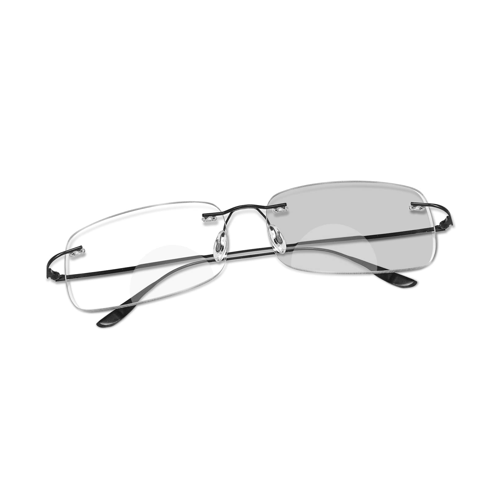Photochromic Rimless Bifocal Reading Glasses with Blue Light Blocking - Transition Sunglasses for Men & Women - Perfect for Computer Use, Reading & Outdoor Activities