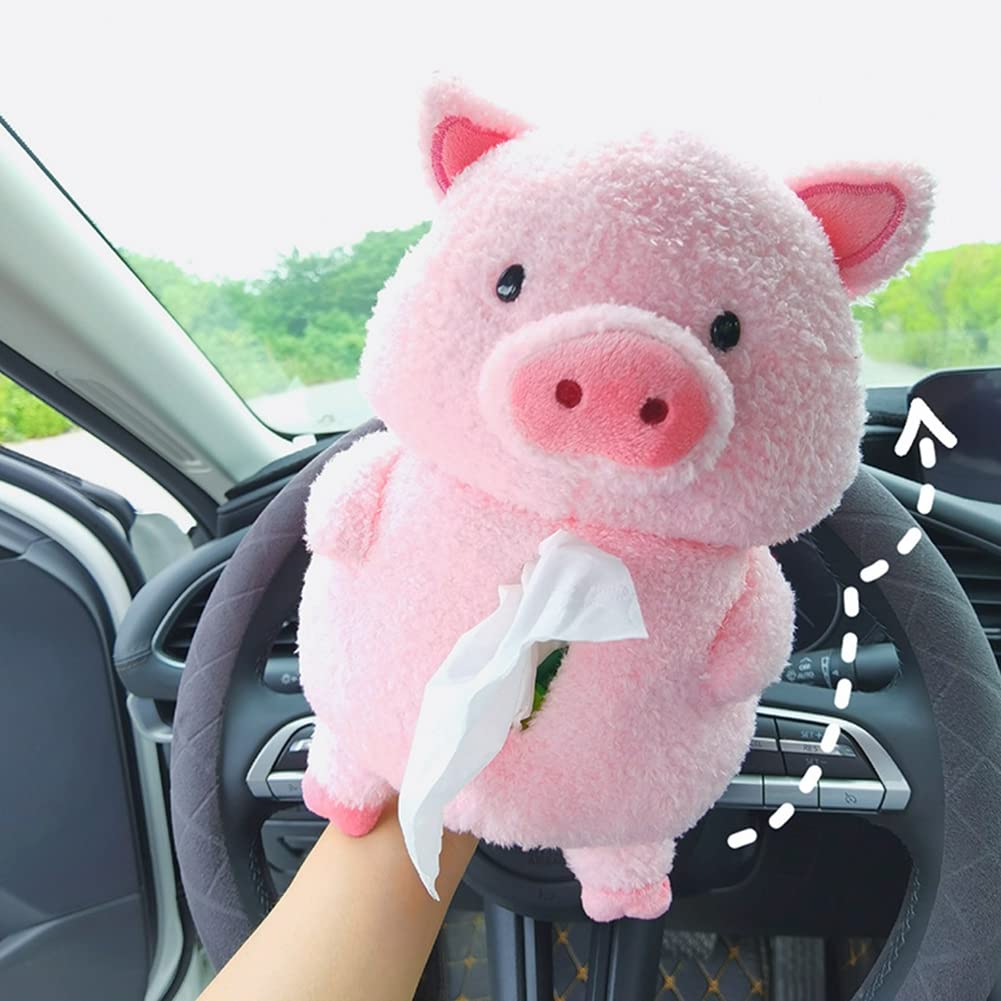 SEADEAR Car Tissue Box Holder - Cute Cartoon White Sheep Design for Paper Facial Tissues | Decorative Napkin Storage Box for Car, Home, Bathroom & Office Use | Perfect Gift for Baby Nursery & Farmhouse Decor