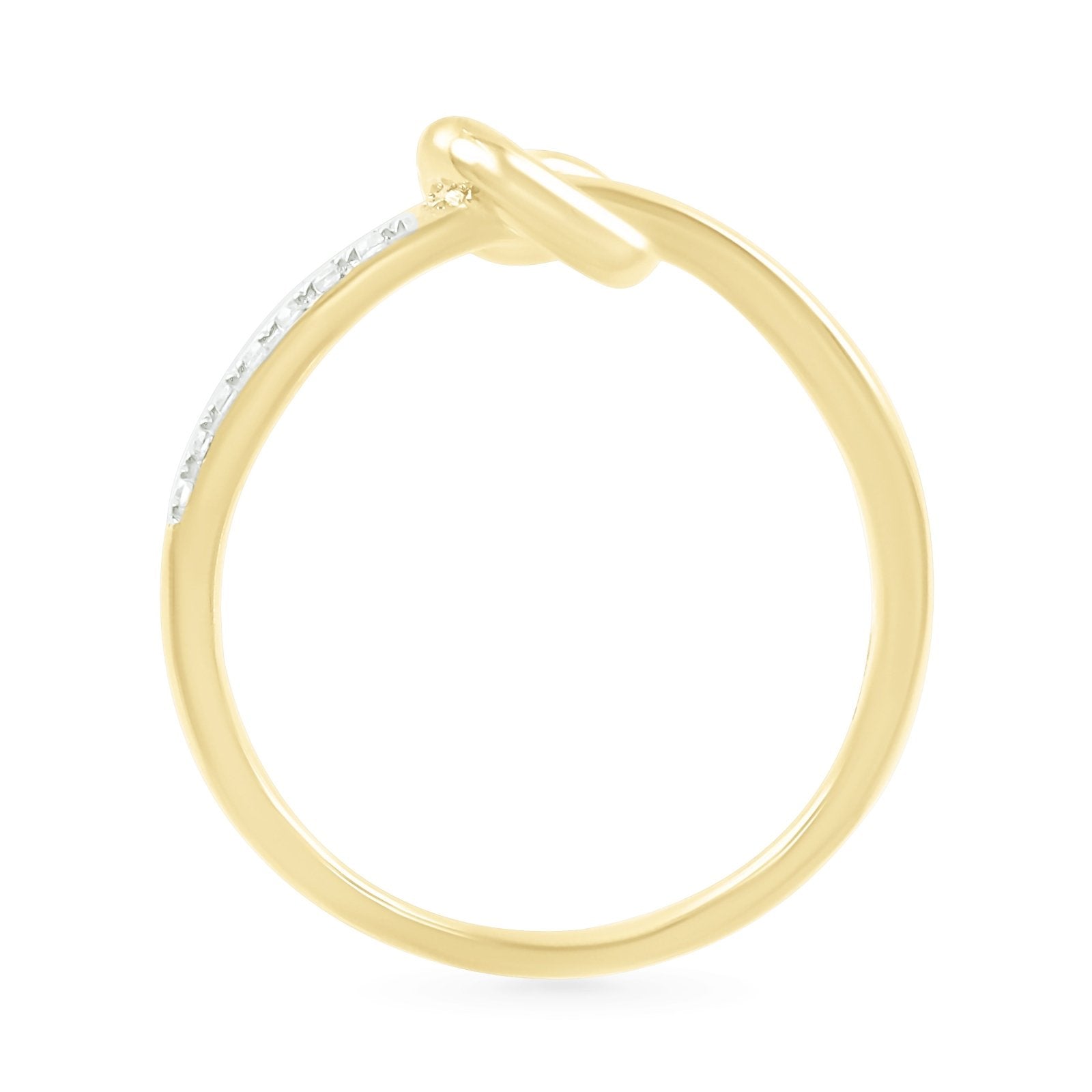 10k Solid Yellow Gold Diamond Knot Ring for Women - Elegant Jewelry Gift for Anniversary, Wedding & Valentine's Day