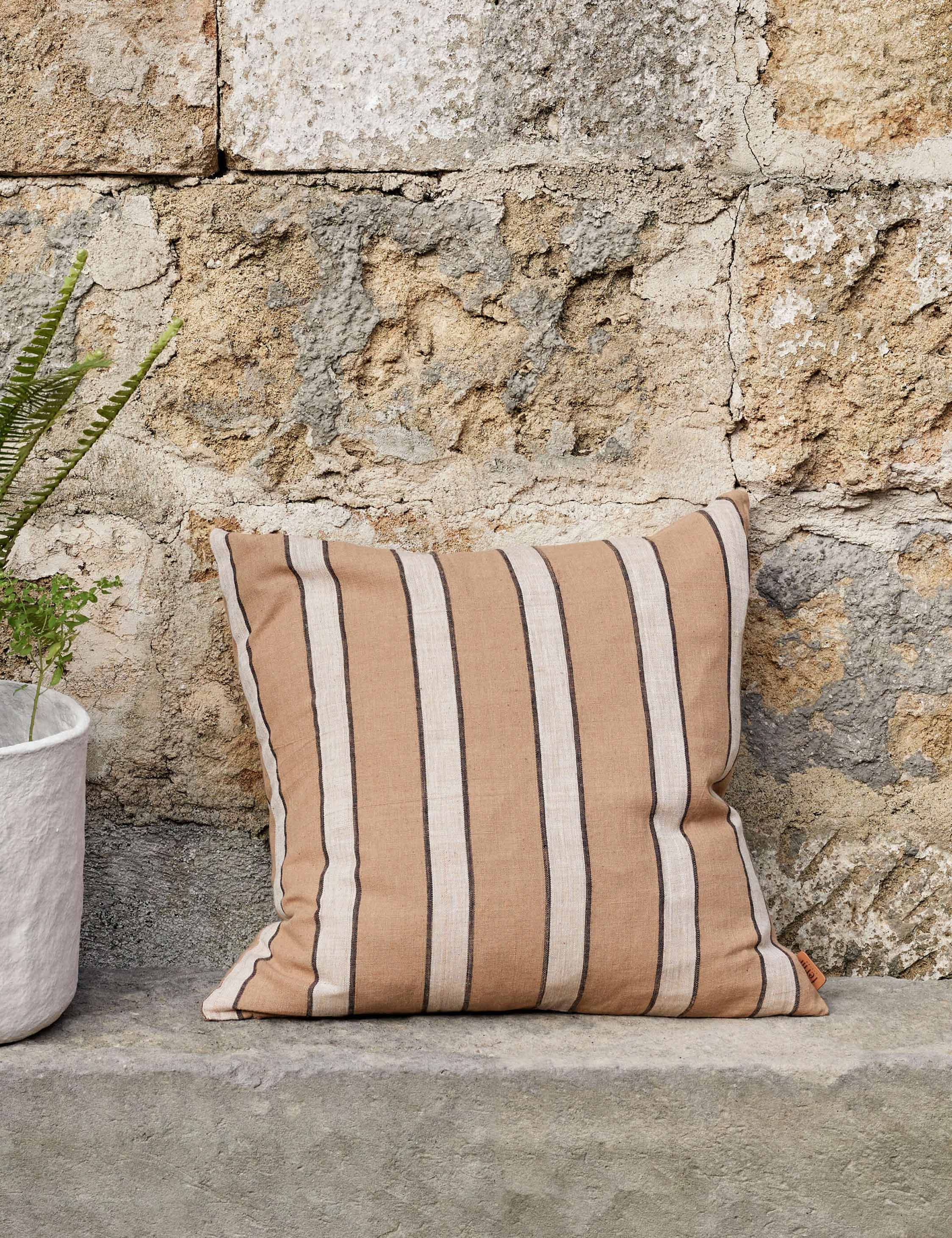 Ferm Living Brown Cotton Pillow - Soft & Breathable Decorative Throw Pillow for Sofa, Bed, Couch - Perfect for Living Room, Bedroom & Home Decor