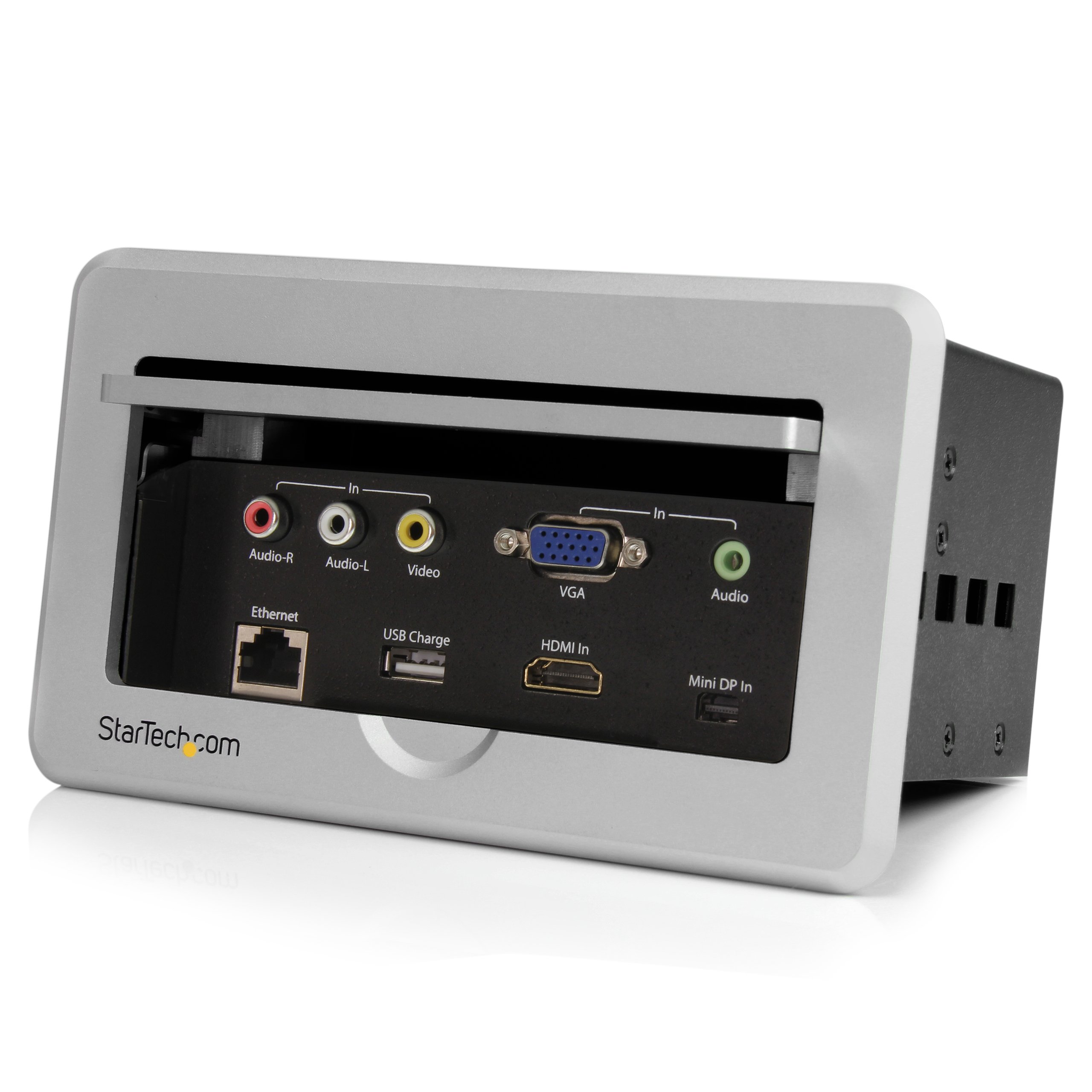 StarTech.com Conference Table Connectivity Pop-Up Box with AV & Data Ports - HDMI, VGA, Component, MDP to HDMI Output (BOX4HDECP) - Ideal for Meeting Rooms & Office Presentations