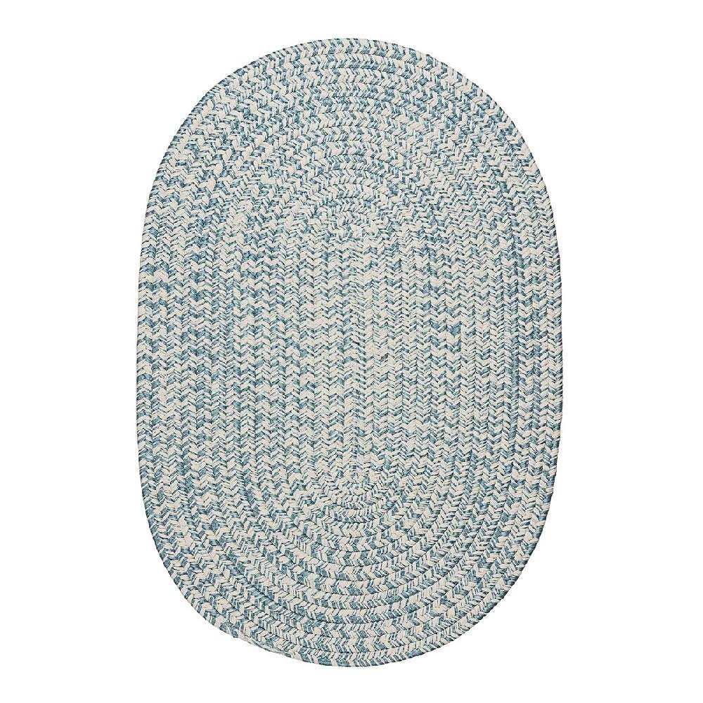 Farmhouse 2' x 11' Oval Traditional Tweed Indoor/Outdoor Checkered Geometric Braided Rug - Rustic Handcrafted Durable Polypropylene Reversible Area Rug in Federal Blue | Perfect for Living Room, Bedroom, Patio & Entryway Decor
