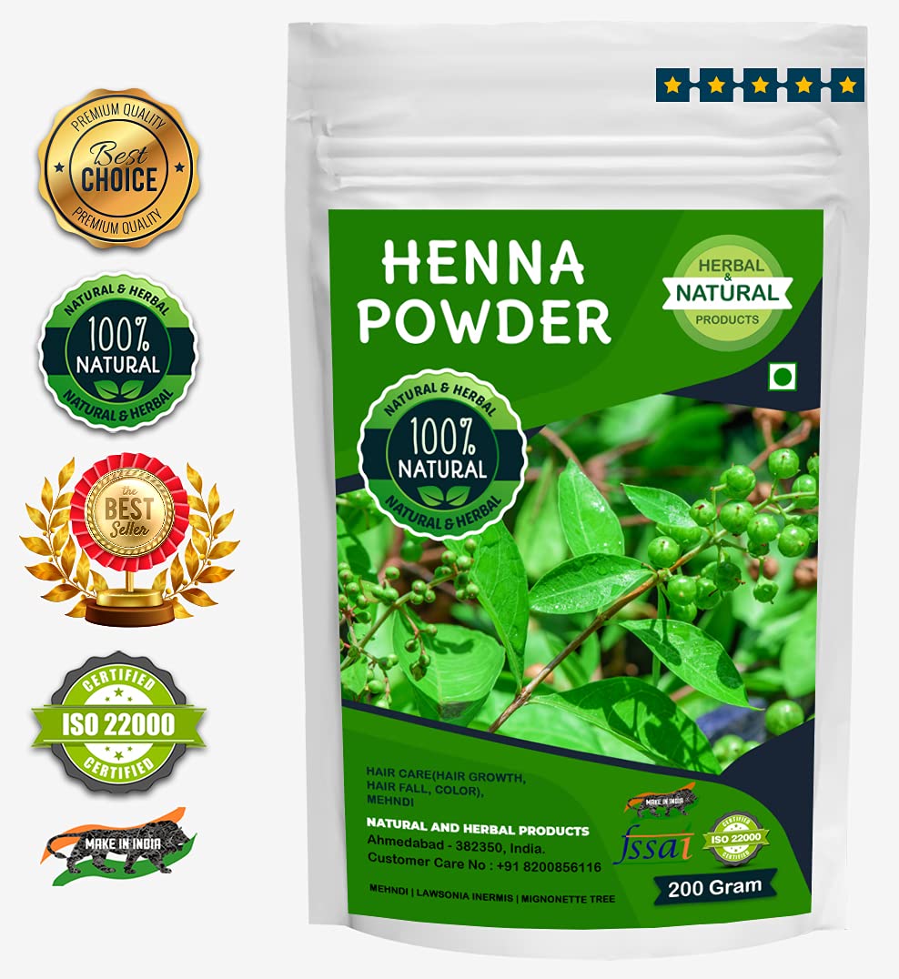 Pure Henna Powder (Lawsonia Inermis) | 200g Natural Mehndi for Hair Care - Promotes Hair Growth, Reduces Hair Fall & Natural Coloring | Mignonette Tree Extract | Perfect for DIY Hair Treatments & Traditional Body Art