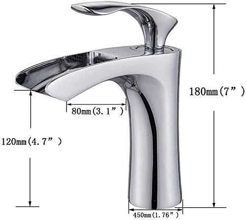 Stainless Steel Kitchen Sink Faucet with Single Handle - Deck Mounted Waterfall Basin Tap in Bright Chrome Finish - Hot & Cold Water Mixer for Bathroom Vanity - Perfect for Modern Kitchens and Bathroom Sinks
