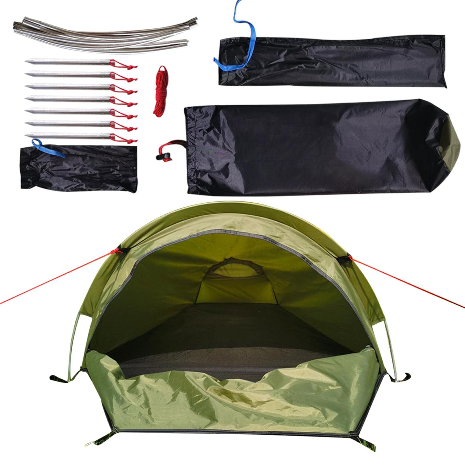 Ultralight 1 Person Backpacking Tent - 4 Season Compact Camping Tent for Hiking & Outdoor Adventures | Easy Setup, Space Saving Design in Olive Green | Perfect for Solo Travelers, Backpackers & Wilderness Camping
