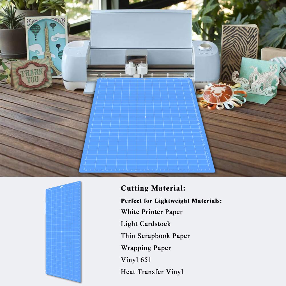 EVISWIY 4-Piece 12x24 Cutting Mats for Cricut Maker 3, Explore Air 2, Air & One - Includes 5 Blades (Standard/Light/Strong/Fabric Grip) - Green, Blue, Purple, Pink - Perfect for DIY Crafts, Vinyl Cutting & Scrapbooking