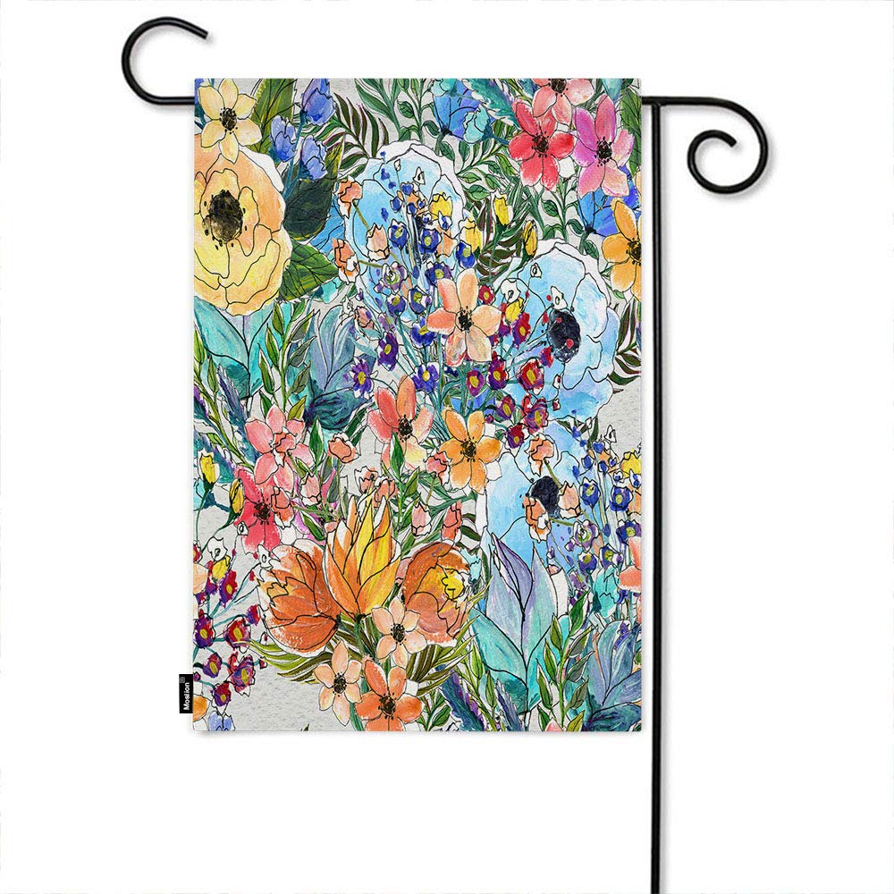 Double-Sided 12x18 Inch Floral Garden Flag - Colorful Rose Lily Sunflowers Botanical Design for Outdoor Decor | Perfect for Lawn, Villa & Welcome Yard Banner | Weather-Resistant Home & Garden Decoration