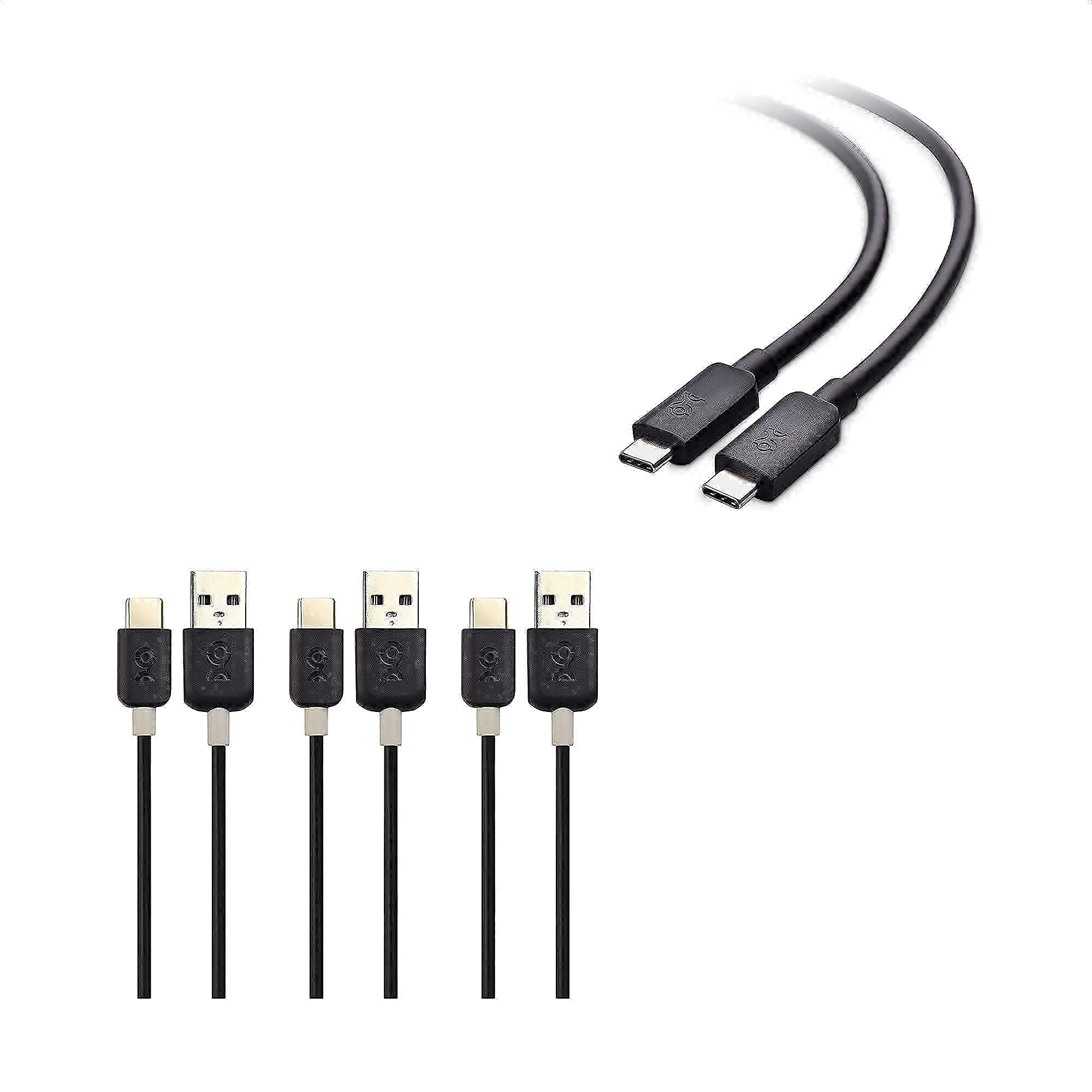 Cable Matters 6ft USB C to USB C Monitor Cable - 4K 60Hz, 100W Power Delivery, 5Gbps USB 3.1 Gen 1 & 3-Pack 3.3ft Slim USB C Cables - for 4K Monitors, Fast Charging, and High-Speed Data Transfer
