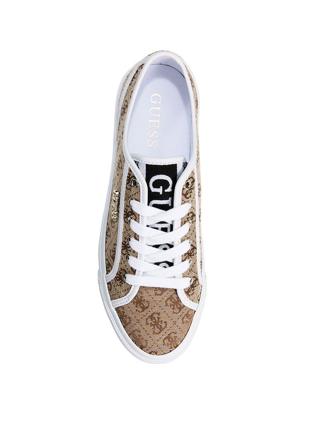 Jelexa Brown Logo Low Top Sneakers for Women - Casual Comfortable Walking Shoes for Daily Wear, Gym, and Outdoor Activities