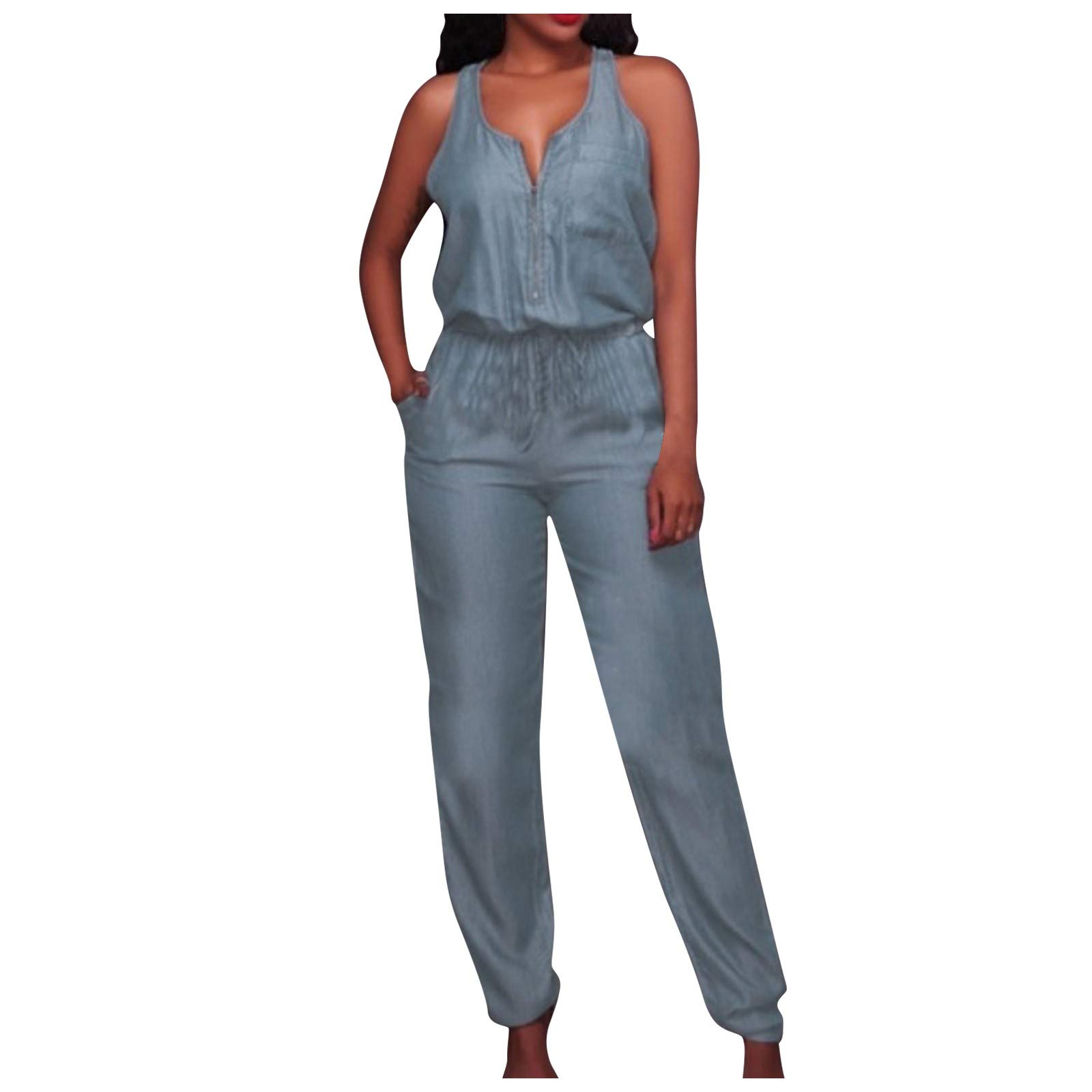 PEGONE Women's Casual Loose Long Overalls - Wide Leg Jumpsuit for Club Wear, Party Outfit & Everyday Fashion | Comfortable Straight Leg Romper for Women's Street Style & Night Out