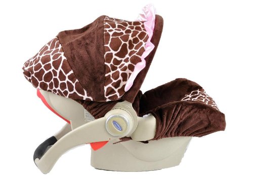 Pink Giraffe Baby Car Seat Cover - Soft Infant Car Seat Protector for Boys & Girls | Perfect for Travel, Stroller & Shopping Cart Use