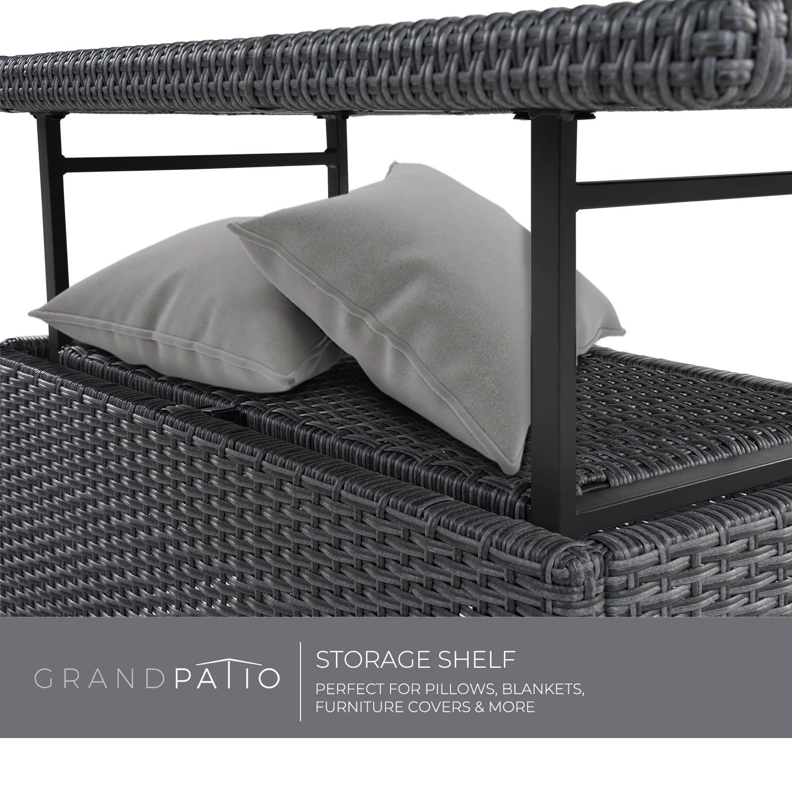 **Outdoor Coffee Table with Adjustable Lift Top & Storage Shelf - Patio, Garden, Picnic - Weather-Resistant Wicker Furniture for Relaxing & Entertaining**