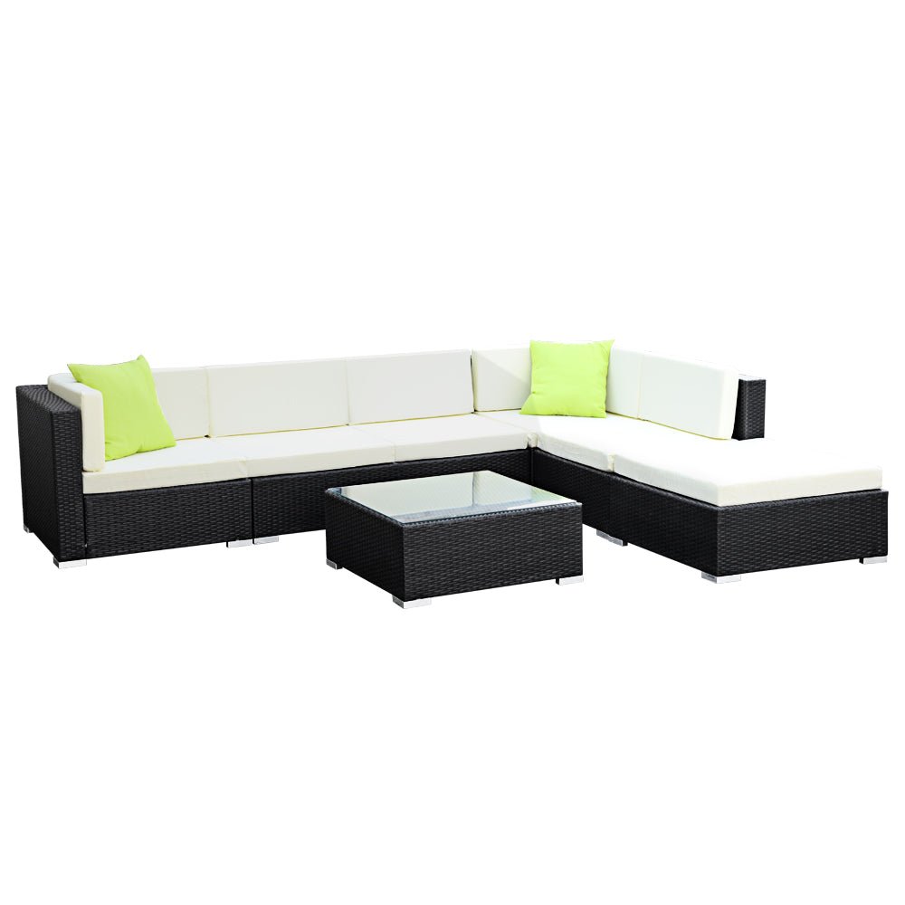7-Piece Outdoor Wicker Sofa Set with Cushions - Patio Furniture for Garden, Poolside, and Backyard Relaxation