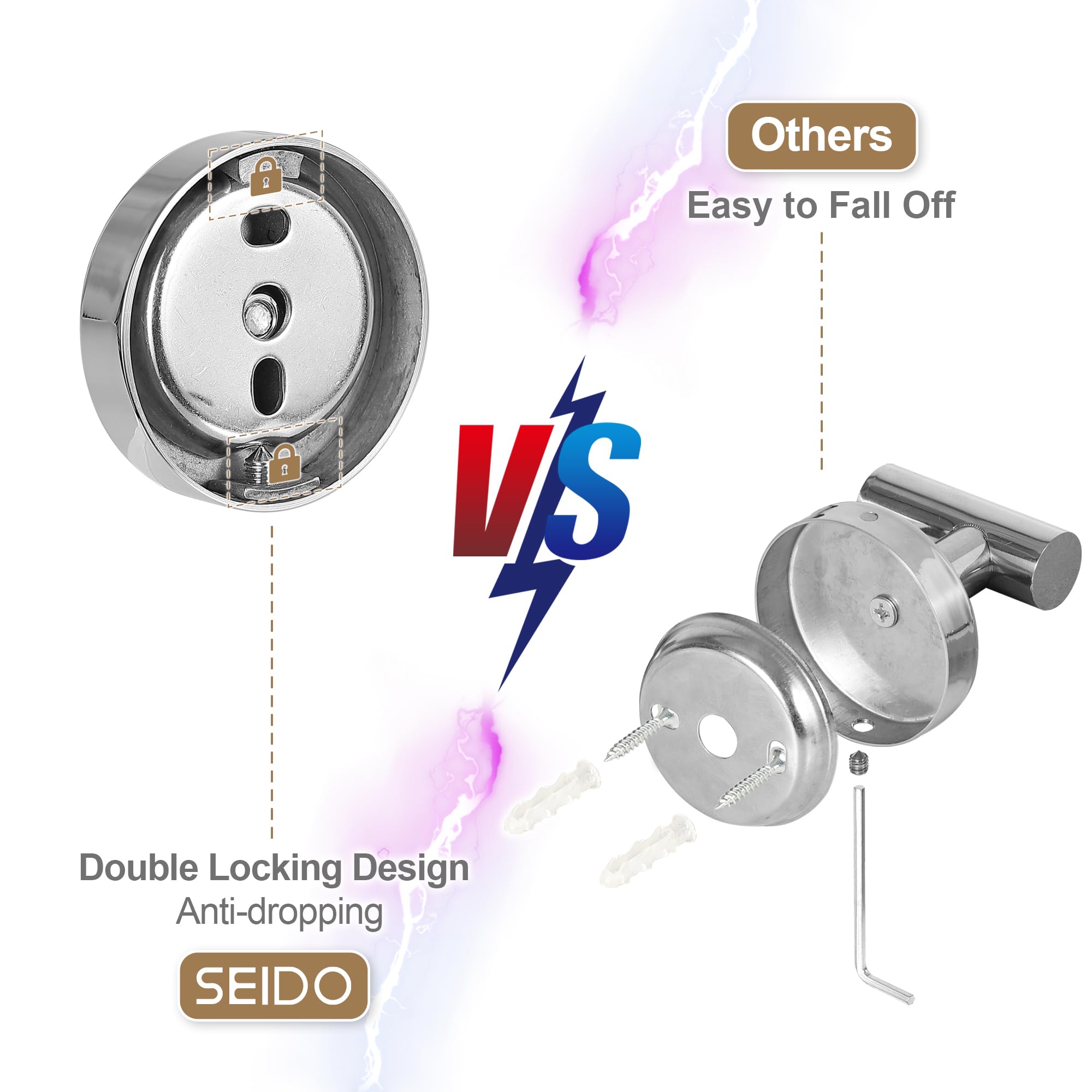 SEIDO 24 Inch Chrome Towel Holder - 304 Stainless Steel Bathroom Towel Bar Rack - Polished Chrome Finish - Perfect for Bathroom, Kitchen, and Spa Decor