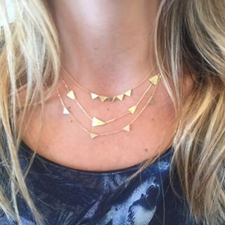 14K Gold Stacked Mini Triangle Necklace for Women - Elegant Layered Dainty Chain Jewelry - Perfect for Everyday Wear, Gifts & Special Occasions