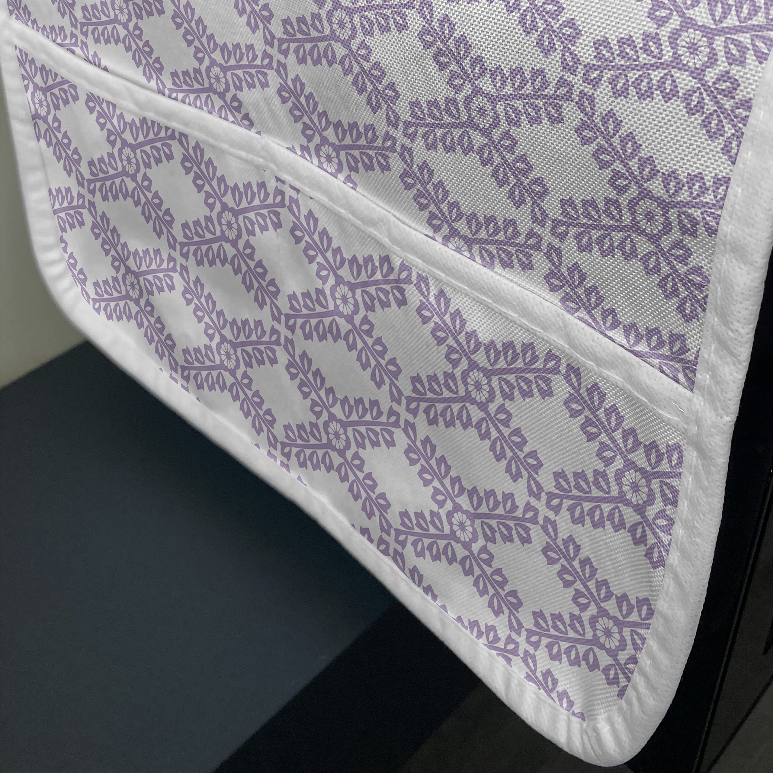 Ambesonne Purple Microwave Oven Cover - Pastel Geometric Floral Design, Waterproof Kitchen Organizer with Pockets, 36