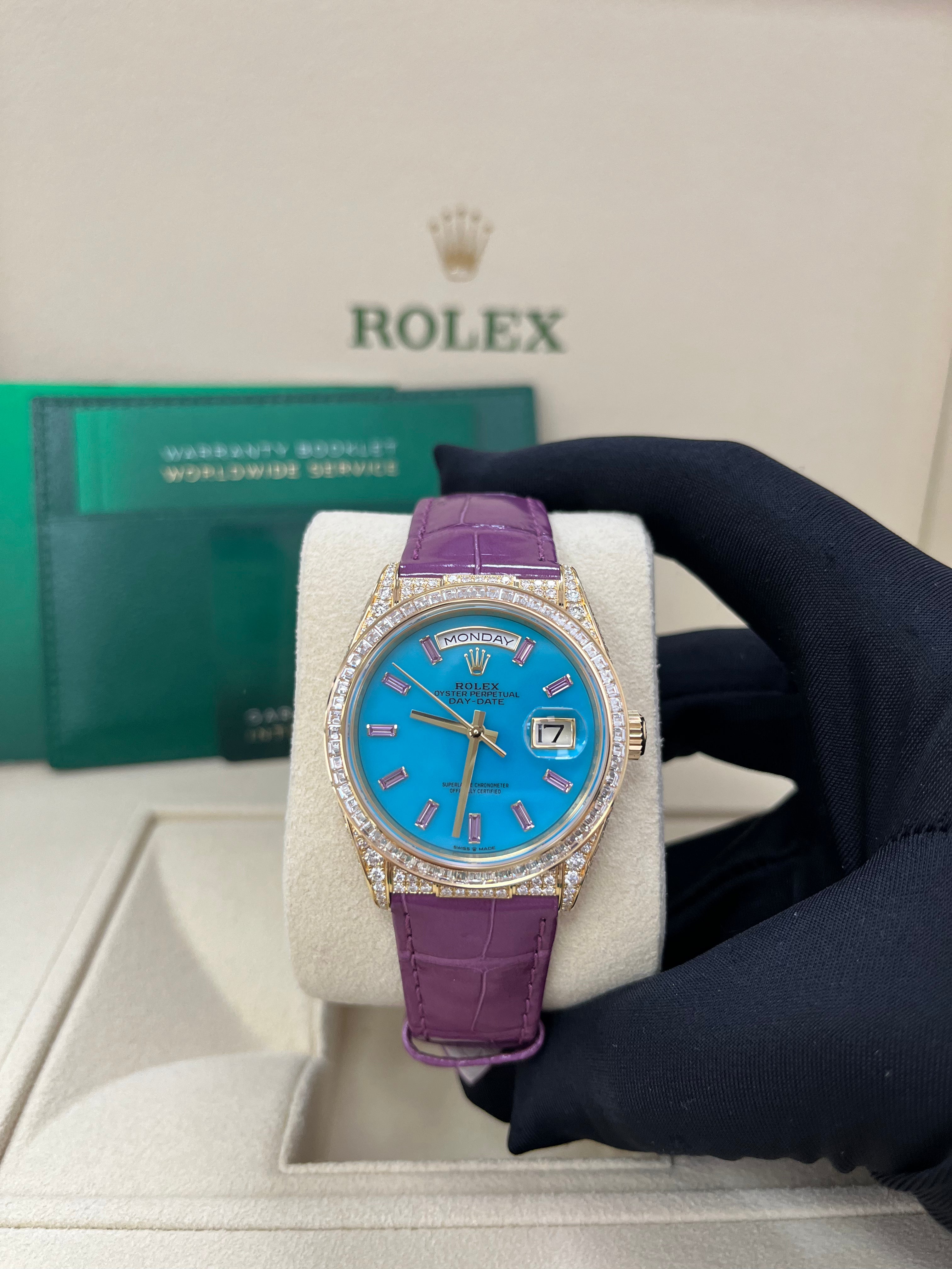 Luxury Rolex Day Date 128458TBR 18K Gold Men's Watch - Perfect for Business, Formal Events & Special Occasions