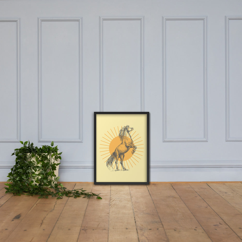 Sunburst Horse Framed Art Poster - Elegant Wall Decor & Home Art for Living Room, Bedroom, or Office