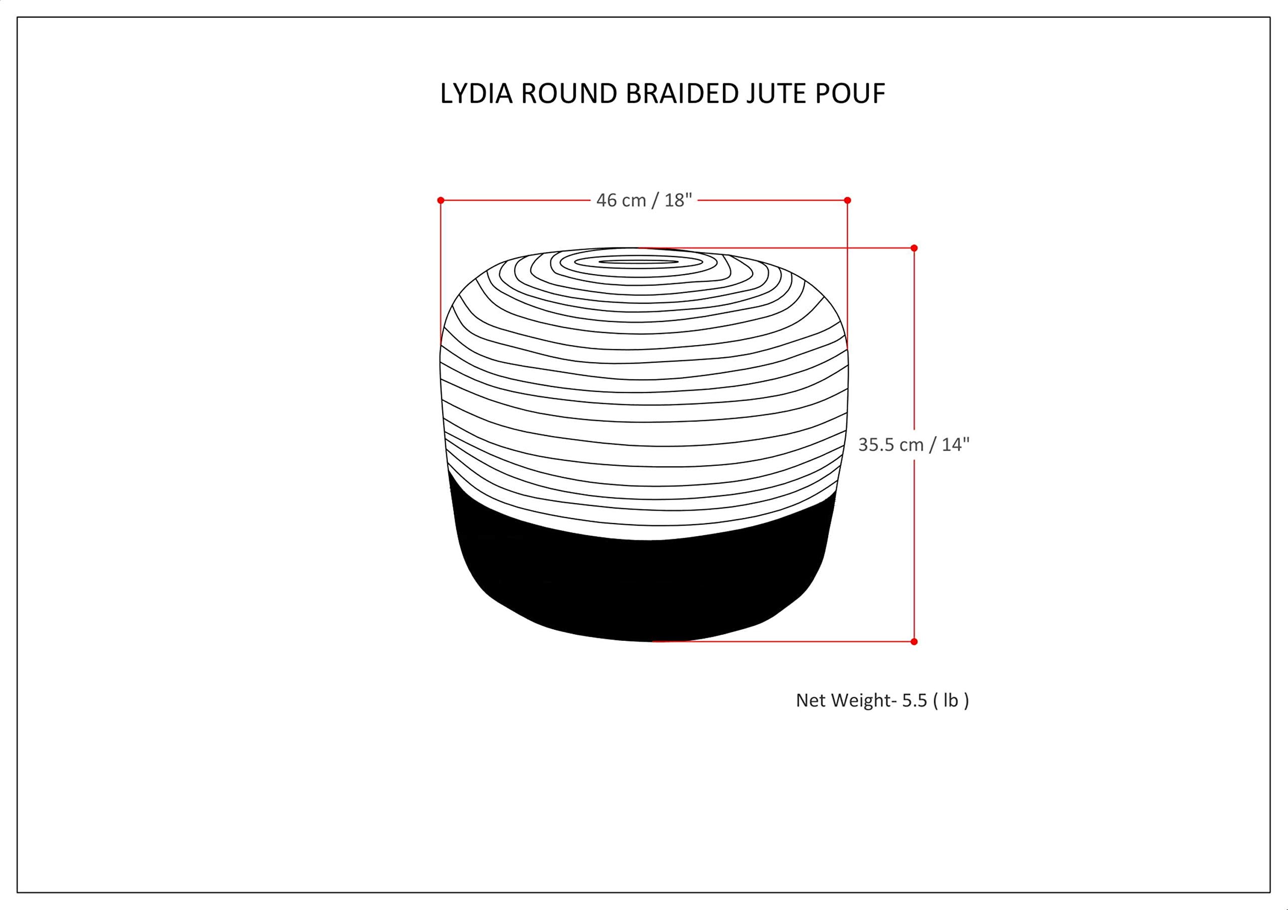 SIMPLIHOME Lydia Round Pouf - Pink Upholstered Footstool with Natural Braided Jute Accent | Boho Chic Ottoman for Living Room, Bedroom & Nursery | Perfect for Relaxing, Extra Seating & Home Decor