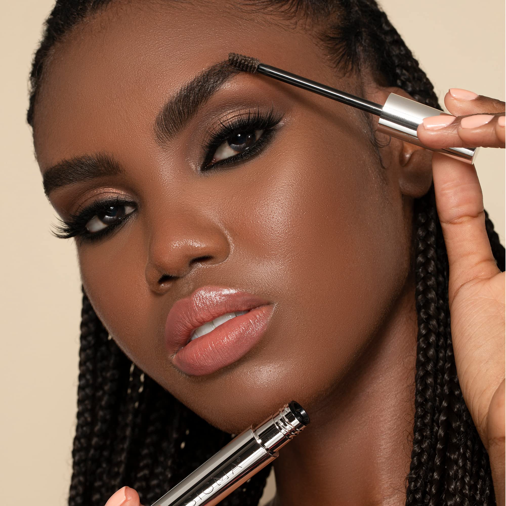 Sigma Beauty Tint + Tame Dark Brow Gel - Professional Waterproof Eyebrow Tint & Shaping Gel for Filling, Grooming & Defining Brows - Natural Feathery Look - Dark Brown for Dark Hair - Perfect for Everyday Makeup & Professional Brow Styling