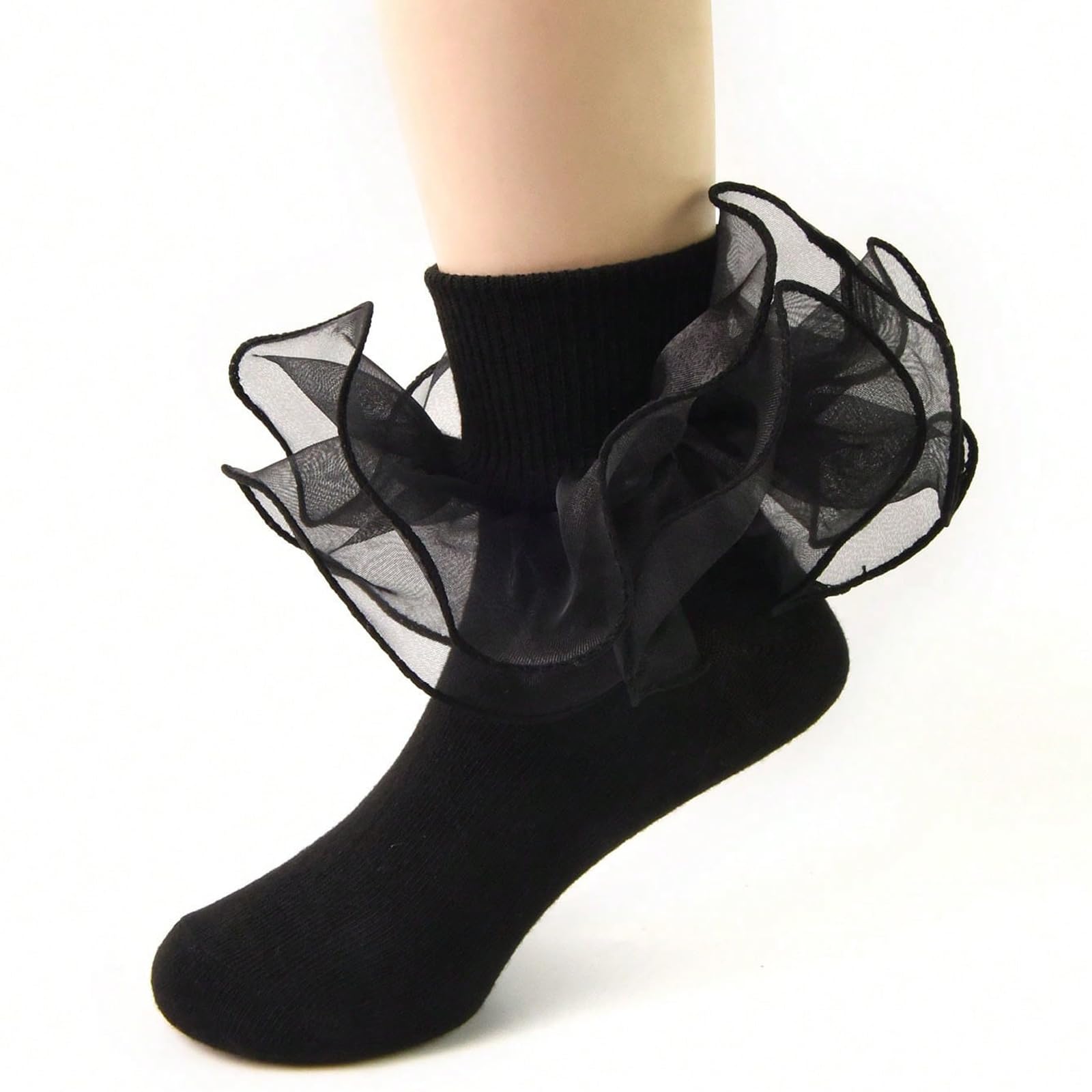 5 Pairs Girls Fluffy Ruffled Edge Princess Dress Socks - Lace Dance Socks for Ballet, Party & Special Occasions
