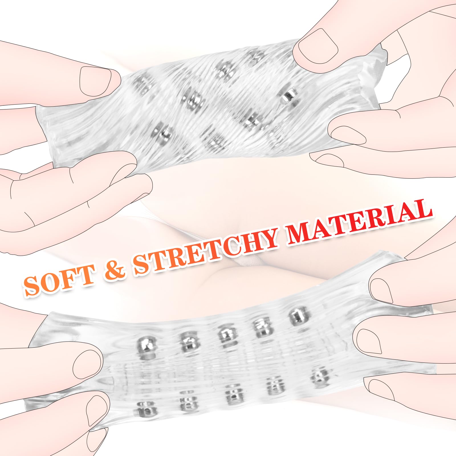 Premium Male Masturbator - Transparent Pocket Pussy Sleeve with 15 Pleasure Beads | Open-Ended Design for Glans Stimulation | Portable Penis Trainer for Enhanced Solo Pleasure | Perfect for Travel & Discreet Adult Play