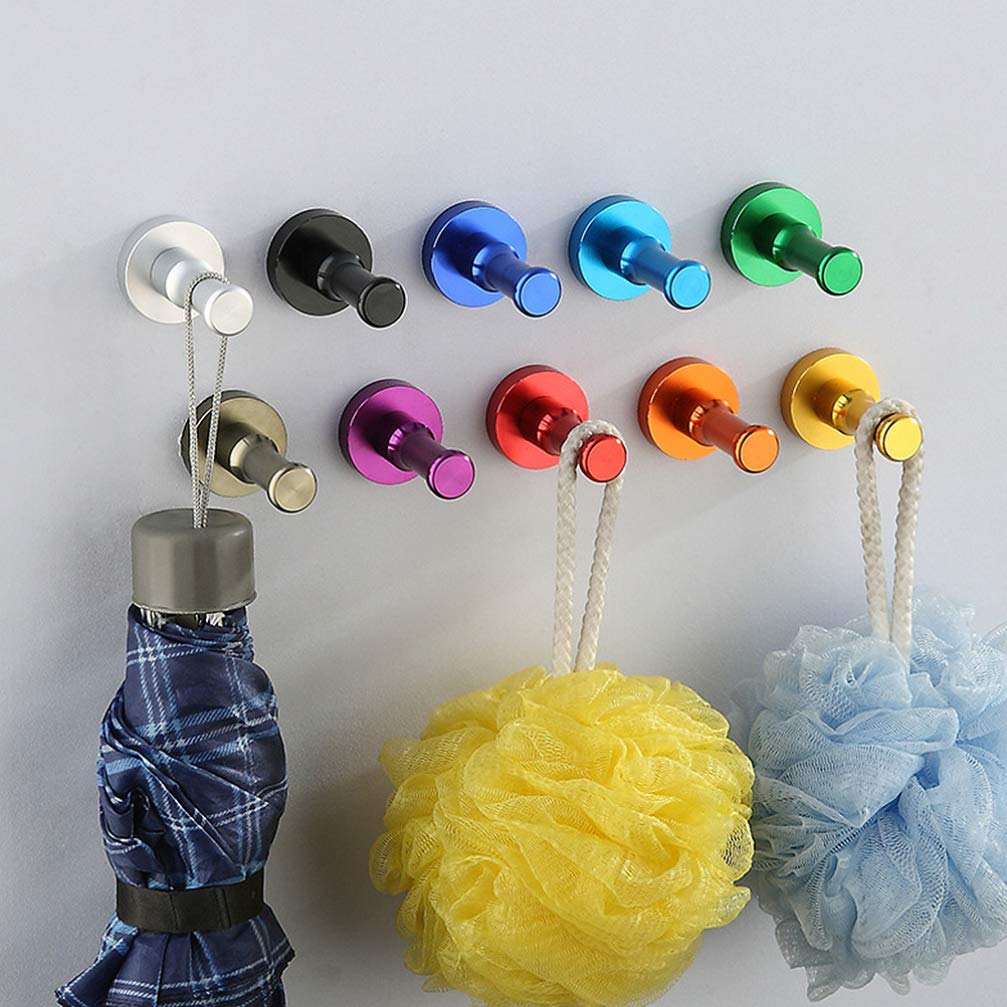 DOITOOL Heavy Duty Wall Hooks - 10 Pack Aluminum Wall Mount Hooks for Hanging Coats, Hats, Keys & More - Durable Metal Hooks for Home, Office, Garage & Entryway Organization