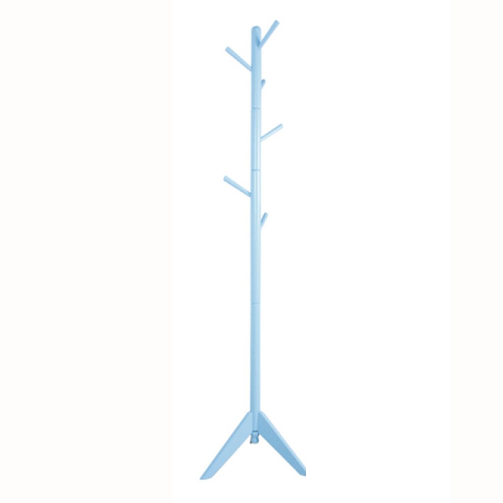 PeaceipUS Real Wood Rotating Floor Coat Rack - Modern Minimalist Clothes Hanger for Bedroom, Porch & Entryway - Blue (Perfect for Organizing Jackets, Hats & Bags in Small Spaces)
