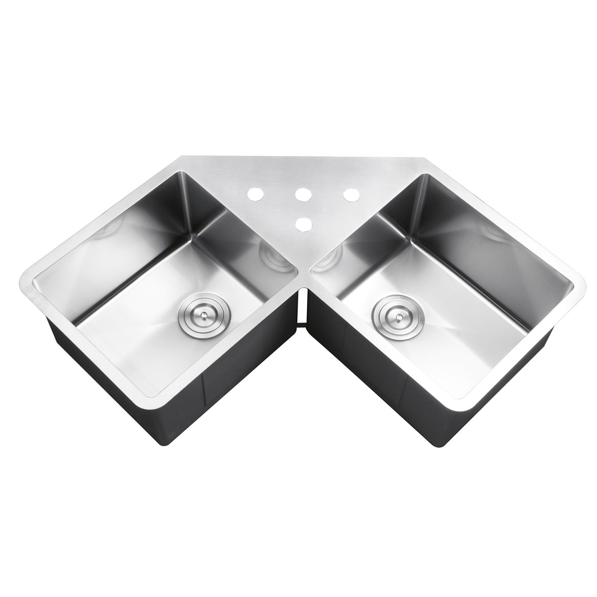 44 Inch Corner Butterfly Undermount Kitchen Sink - 16 Gauge Stainless Steel Double Bowl Sink for Small Space Kitchen, RV & Apartment