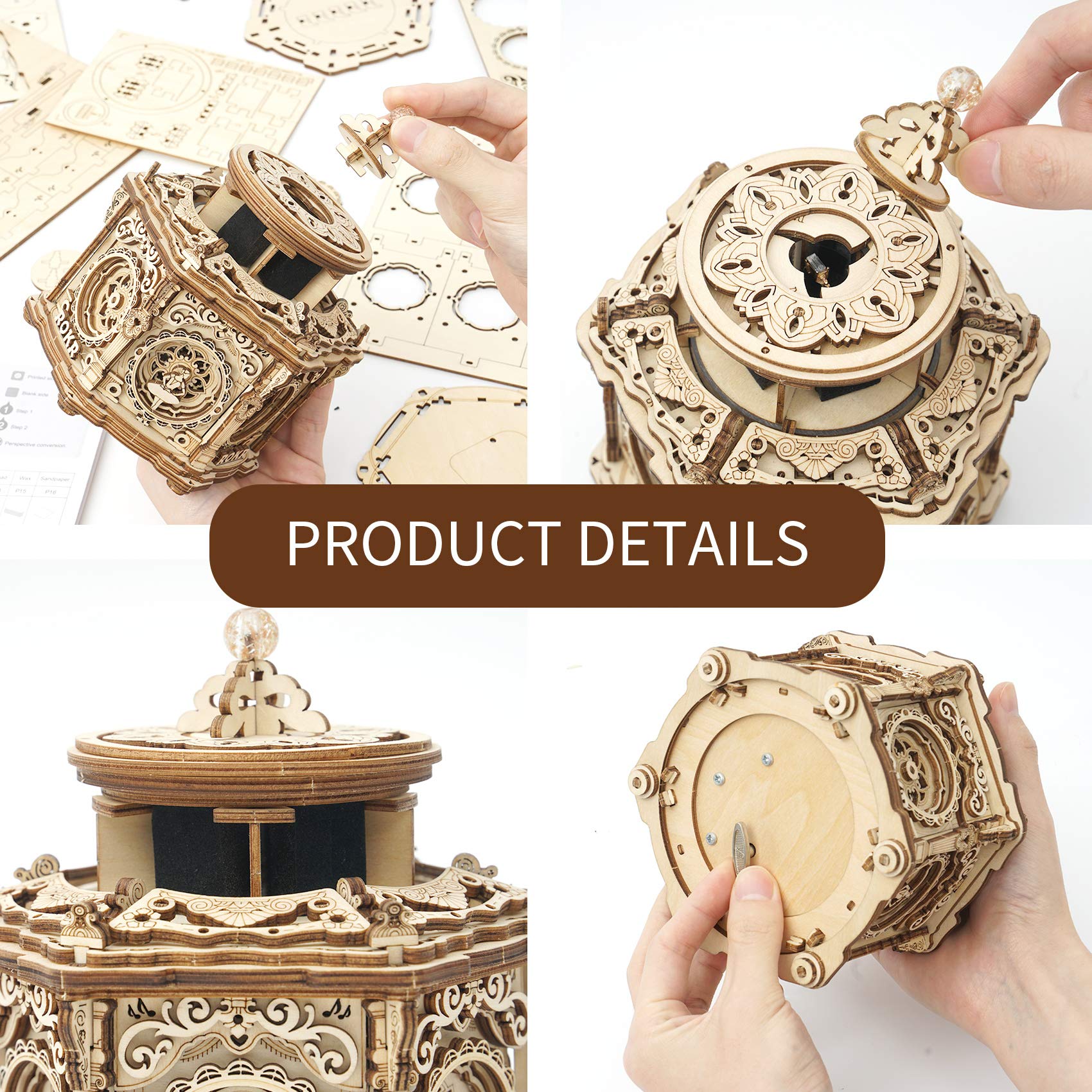 ROKR 3D Wooden Puzzle for Adults - DIY Mechanical Music Box Kit with Rotating Secret Garden Design, Perfect Model Building Gift for Teens & Adults Ages 14+ | Great for Home Decor, Relaxation & Creative Hobbies
