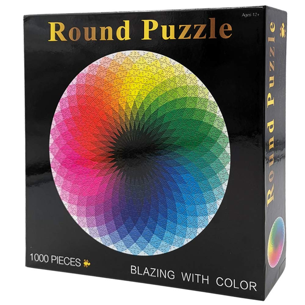 Moruska 1000 Piece Jigsaw Puzzle for Adults & Teens - Challenging Gradient Rainbow Color Round Puzzle | Home Decor, Family Game Night, Stress Relief Activity