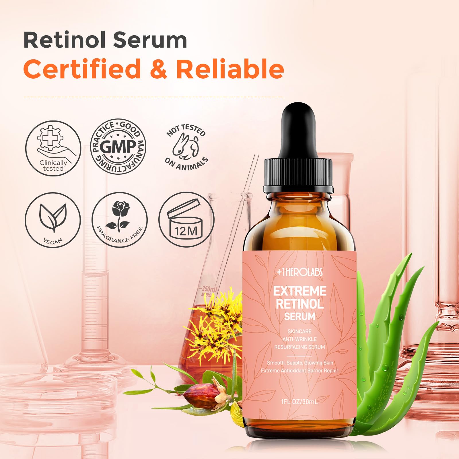 2.5% Retinol Serum for Face with Vitamin C, E & Hyaluronic Acid - Anti-Aging Treatment for Wrinkles, Dark Spots & Dullness - B5 Herbal Resurfacing Formula (2 Pack) | Perfect for Nighttime Skincare Routine & Daily Anti-Wrinkle Care