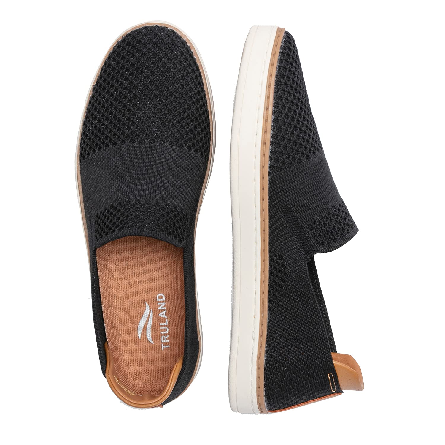 TRULAND Women's Slip On Sneakers - Breathable Knit Loafers, Comfortable Casual Flats for Walking, Running & Summer Outfits | Lightweight Tennis Shoes for Women