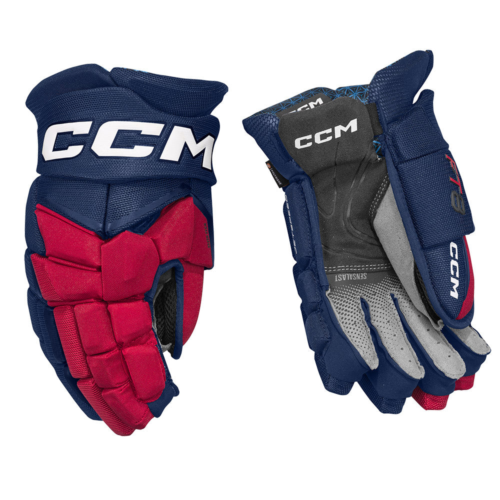 CCM Jetspeed FT8 Senior Ice Hockey Gloves - Protective Hockey Gear for Men & Women - Perfect for Games, Practices & Competitive Play