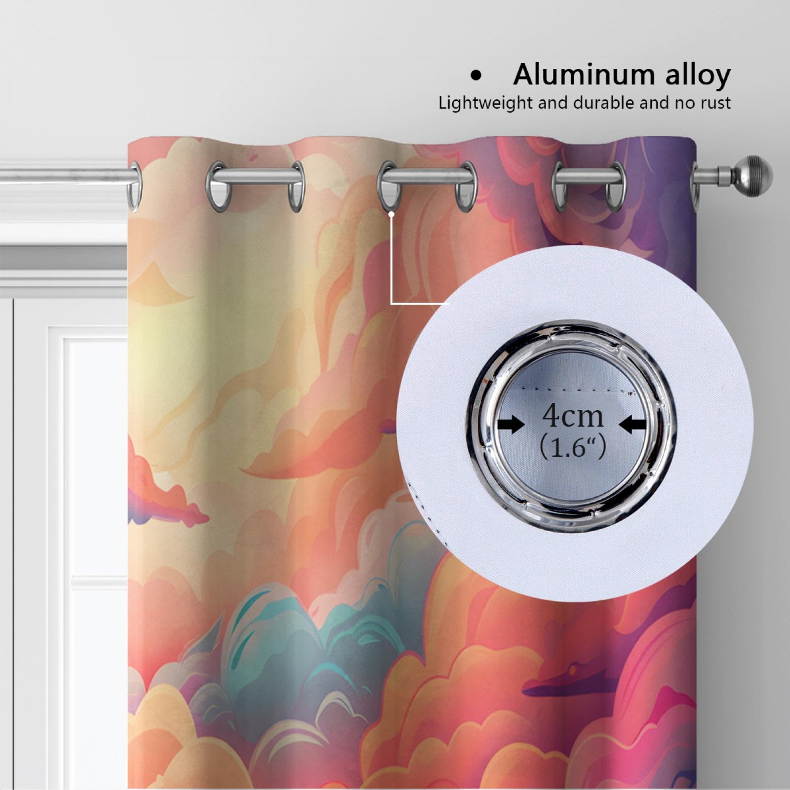 Colorful Blackout Curtains for Nursery & Kids Room - Cartoon Style Abstract Dreamy Clouds Design - 80x84 Inch Room Darkening Window Treatment (2 Panels) - Perfect for Baby's Bedroom, Playroom & Daytime Naps