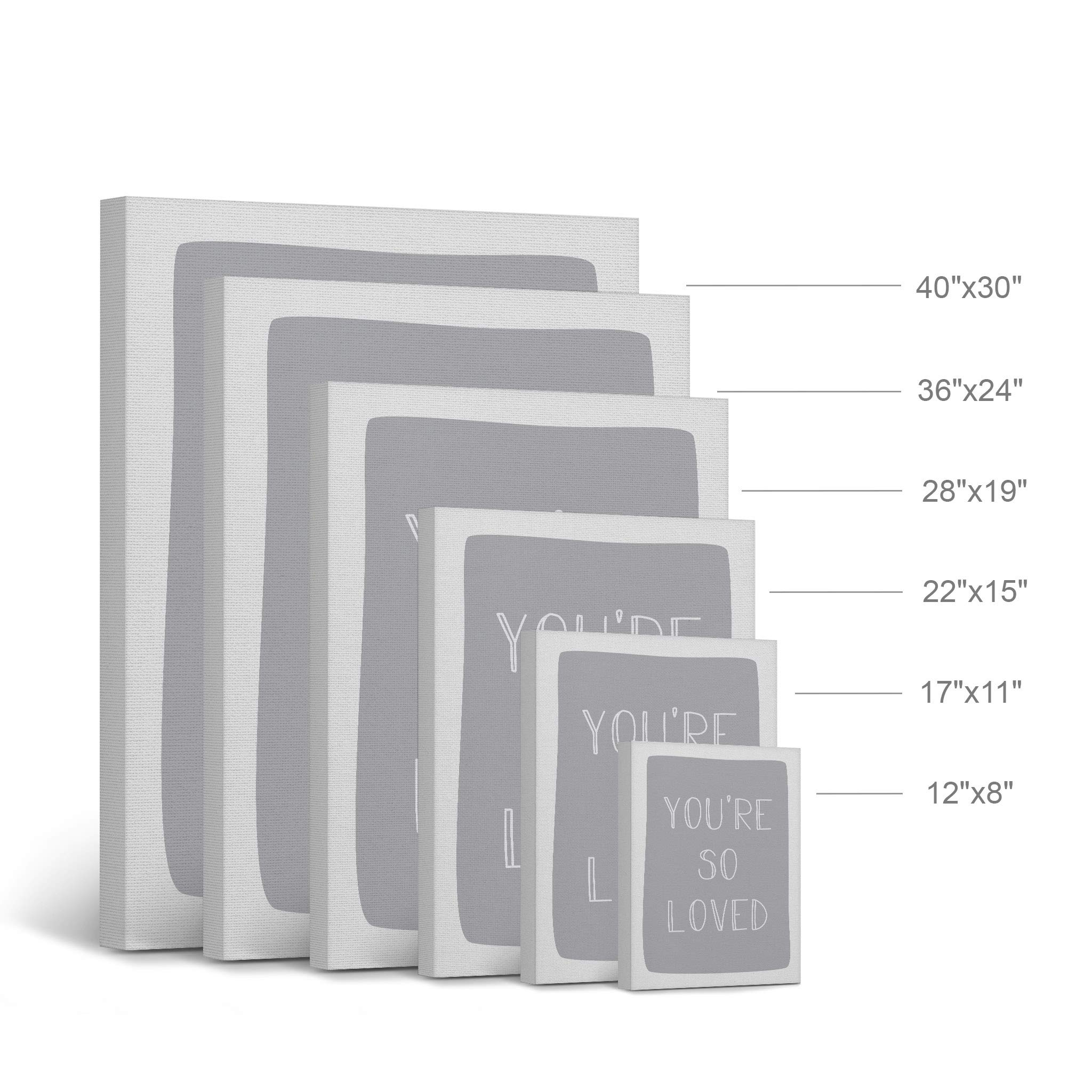You're So Loved Lettering Blue Background Canvas Print - 36x24 Inch Nursery Wall Art, Kids Room Decor, Baby Room Decor - Ready to Hang, Made in USA | Perfect for Nursery, Bedroom, Playroom & Gift Giving