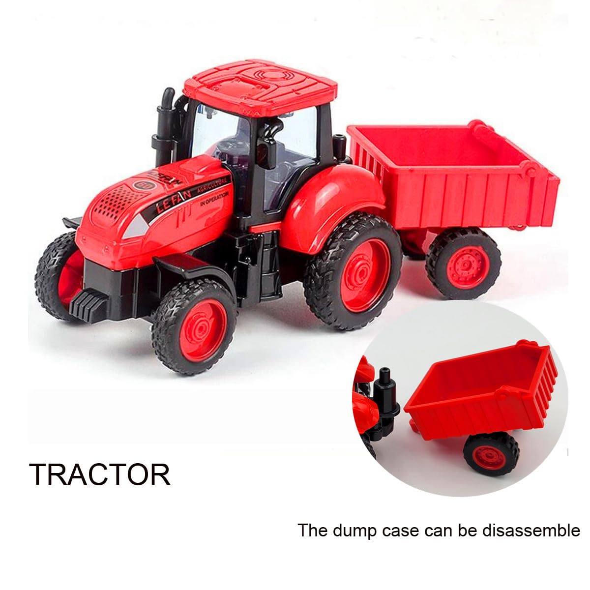 Friction Powered Push and Go Toy Farm Trucks with Trailers - Agricultural Vehicle Toys for Boys & Girls | STEM Learning Toys, Birthday Party Favors, Kids' Pretend Play