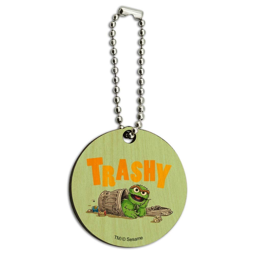 Oscar The Grouch Wooden Keychain - Sesame Street Character Key Ring - Perfect for Backpacks, Gifts & Collectibles