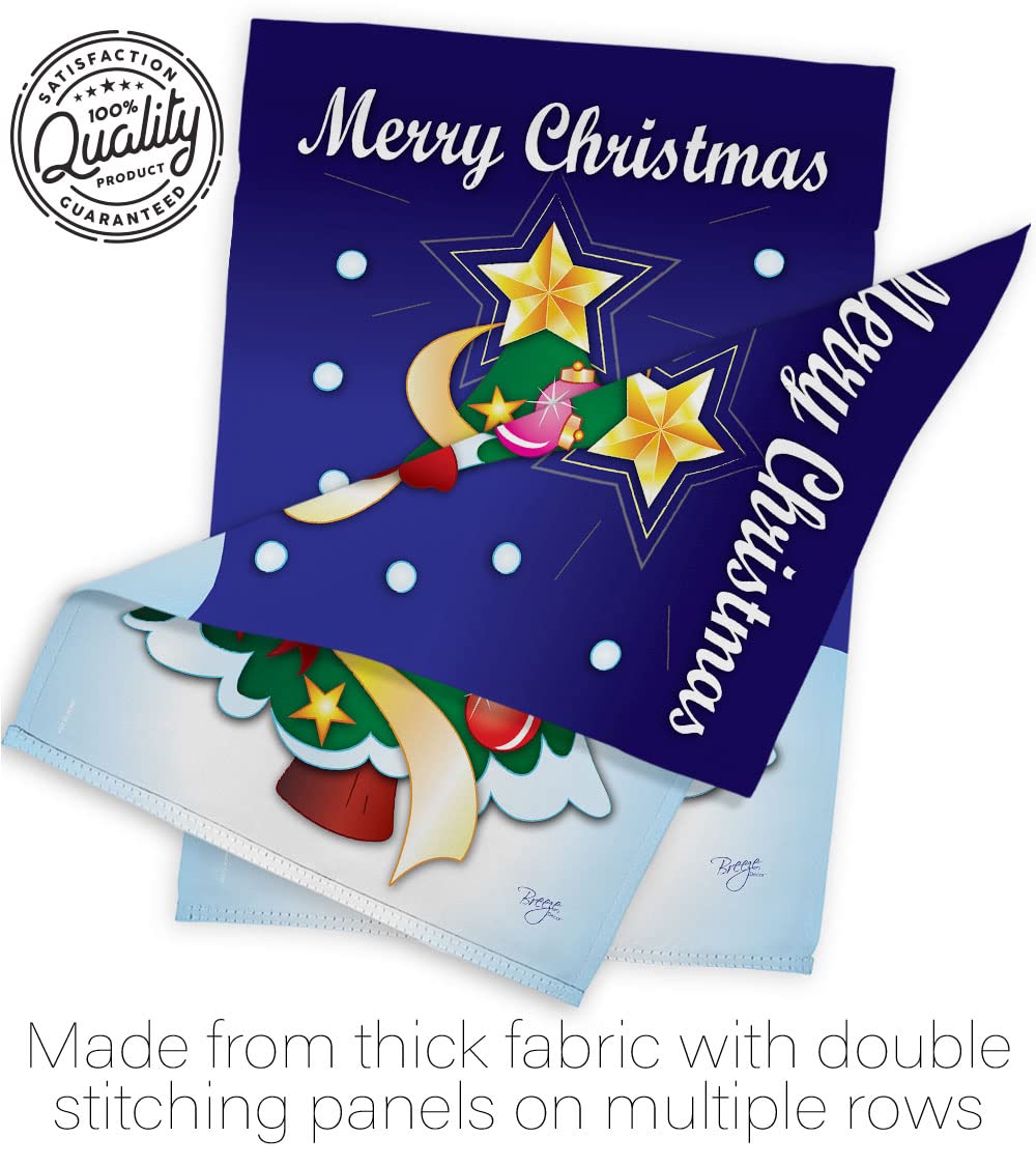 Merry Winter Christmas House Flag Set 28x40 with Pole - Holiday Yard Decor