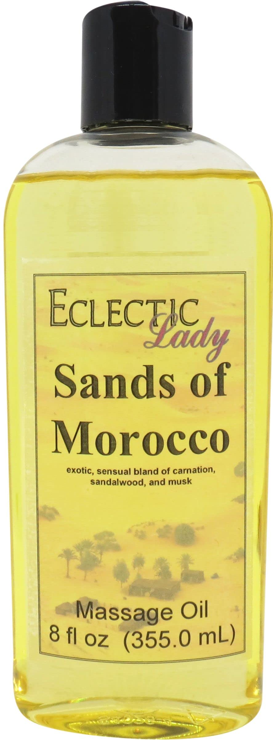 Moroccan Sands Massage Oil - 8 oz with Sweet Almond & Jojoba Oil | Preservative-Free Aromatherapy Oil for Relaxation, Stress Relief & Couples Massage | Perfect for Spa Nights, Yoga Sessions & Self-Care Routines