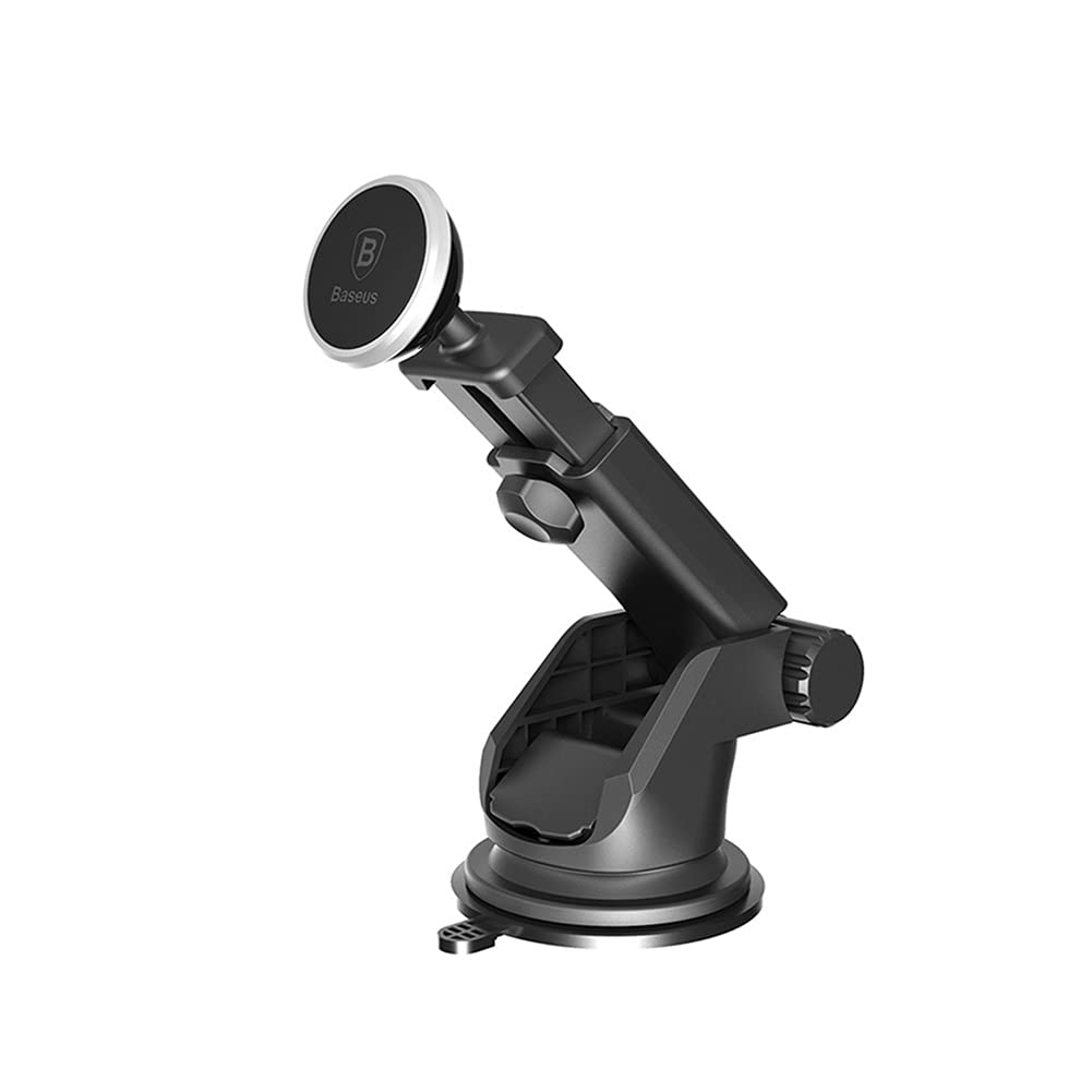 KAPOHU Telescopic Car Phone Holder - Adjustable Windshield & Dashboard Mount with Strong Suction Cup & Magnetic Stand for iPhone, Samsung, Pixel (Silver) - Perfect for GPS Navigation & Hands-Free Driving