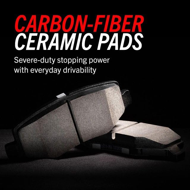Power Stop Z23-1741 Front Z23 Evolution Sport Carbon Fiber Infused Ceramic Brake Pads with Hardware Kit - High Performance Braking for Cars, Trucks & SUVs - Perfect for Daily Driving & Track Use