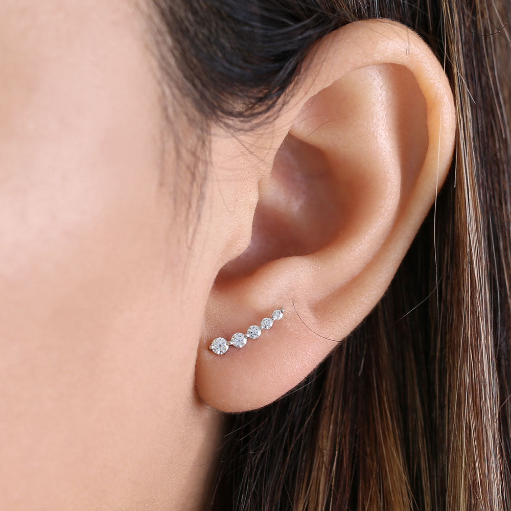 14K White Gold 5mm Round Cubic Zirconia Stud Earrings for Women - Hypoallergenic Elegant Jewelry Gift for Birthday, Anniversary & Everyday Wear