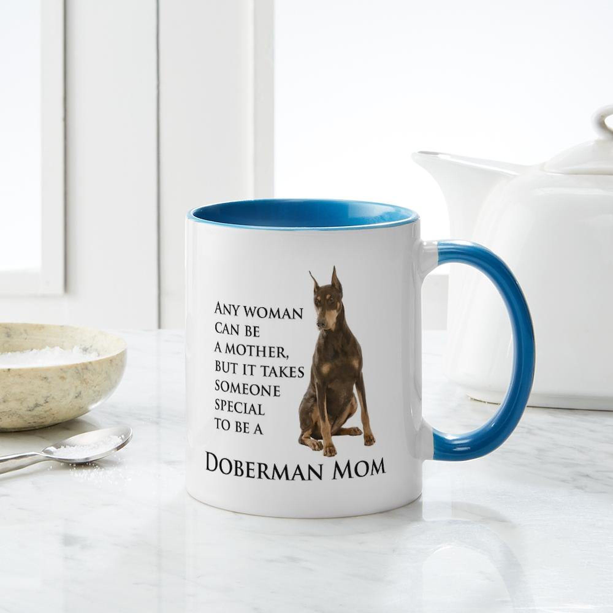 Doberman Mom Coffee Mug 11 oz (325 ml) - Ceramic Tea Cup for Dog Lovers - Perfect Gift for Pet Owners, Mothers Day, Birthday & Office Use