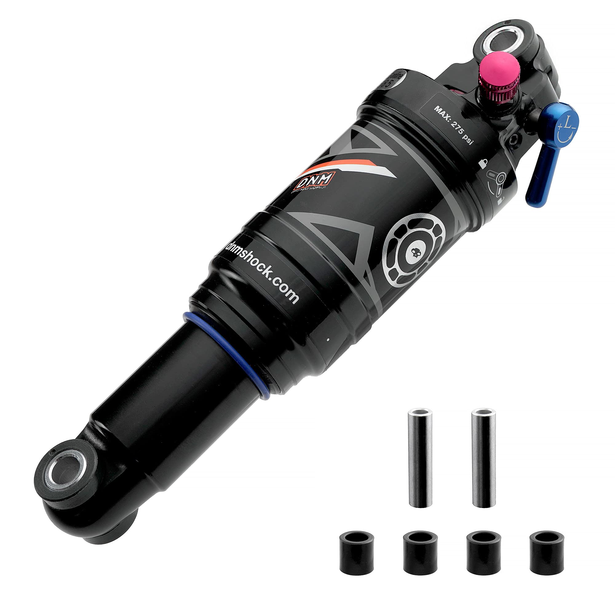 DNM Mountain Bike Rear Shock Absorber - Adjustable Air Pressure, Rebound & Remote Lockout - Premium MTB Suspension for Trail & Downhill Riding