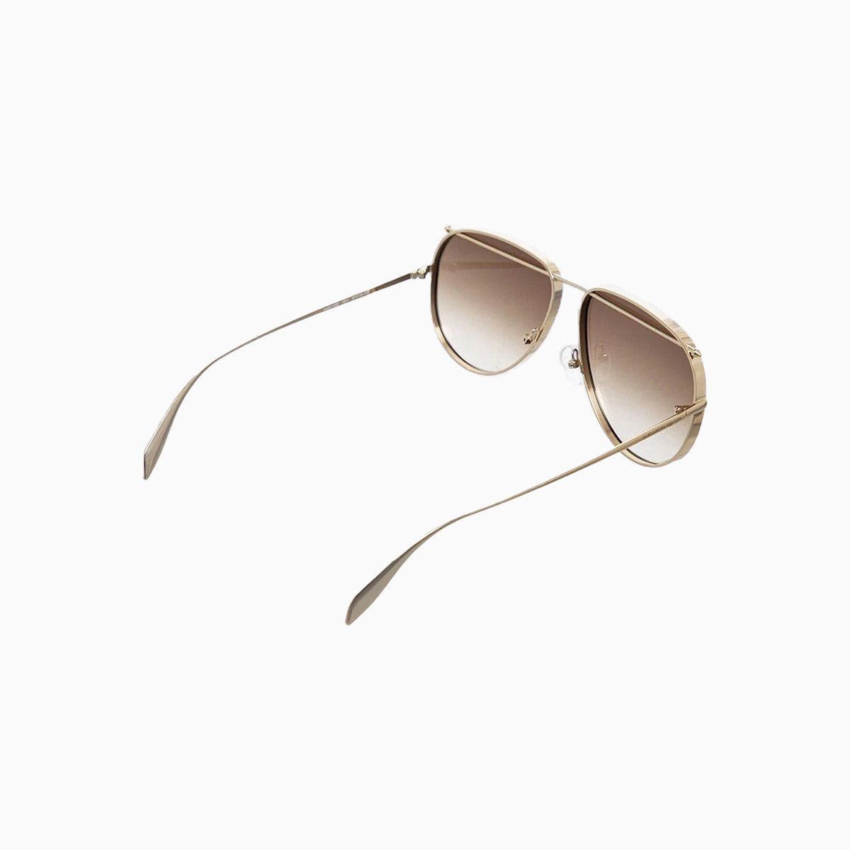 Alexander McQueen Brown Gold Metal Sunglasses for Women - Luxury Designer Shades for Fashion & Outdoor Activities
