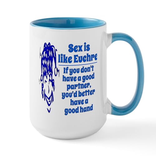 White/Blue Inside - Sex Is Like Euchre Large Mug