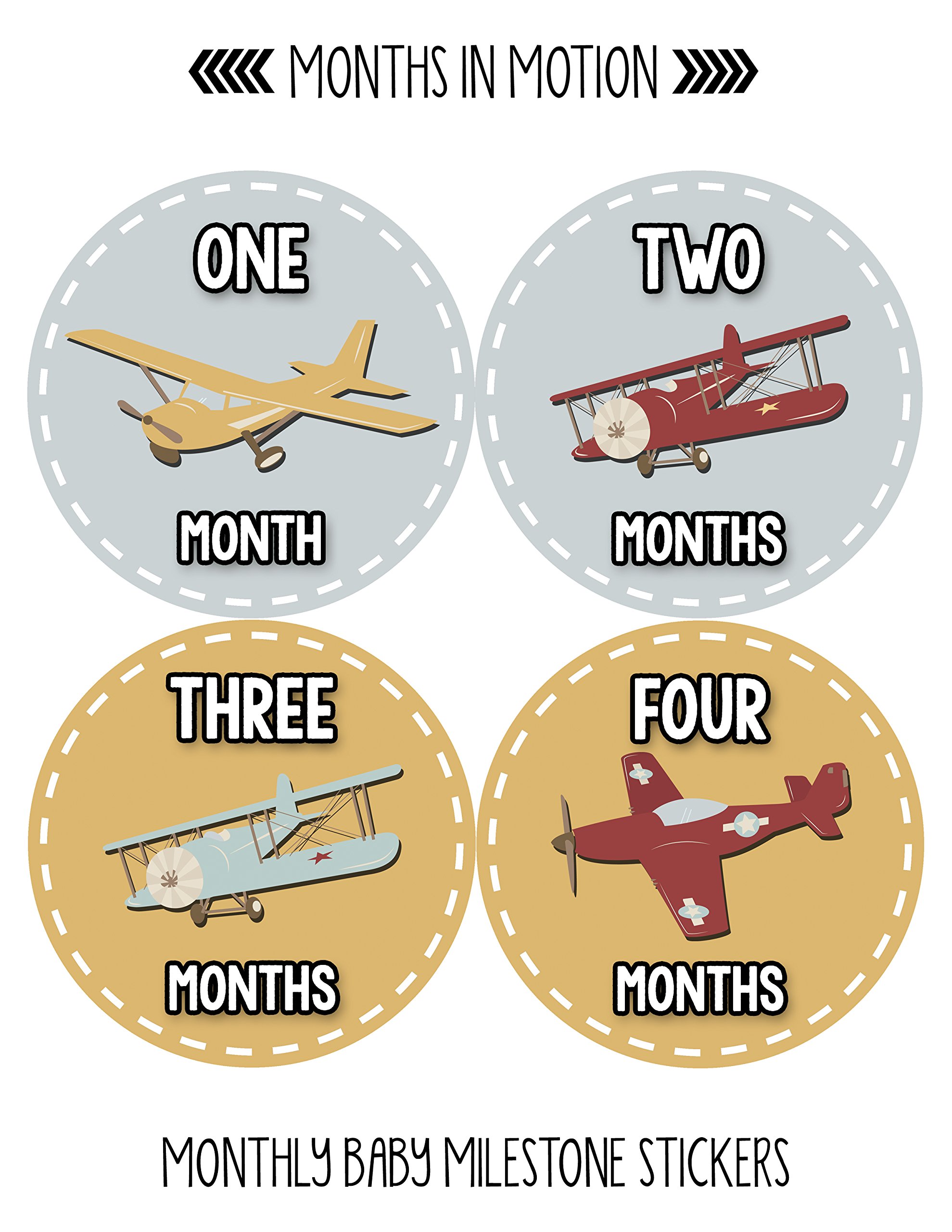 Baby Airplane Monthly Milestone Stickers for Boys - Track Growth & Memories